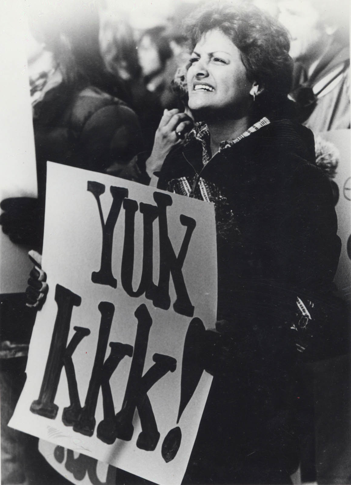 CC student protests the KKK, 1979.